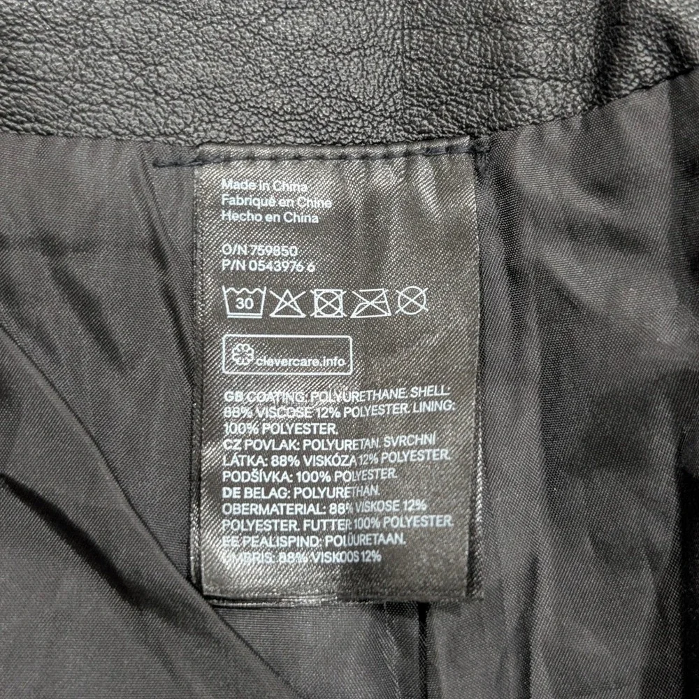 Black Quilted Texture Faux Leather Moto Mini‎ Skirt Zipper Buckle Detail Size 4